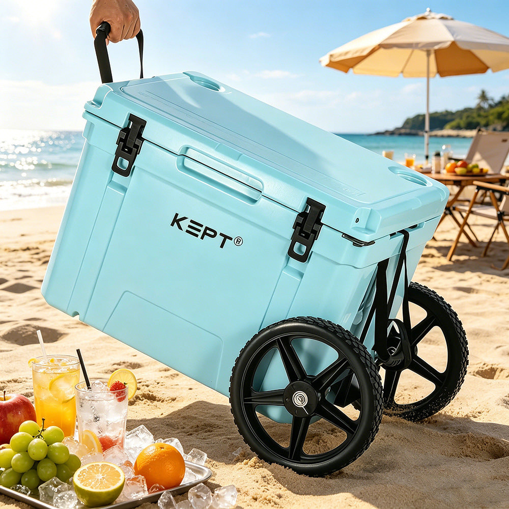 62L Rotomolded Medical Insulated Cooler Box for Fresh Food, Wine, Outdoor Fishing with Optional Wheels