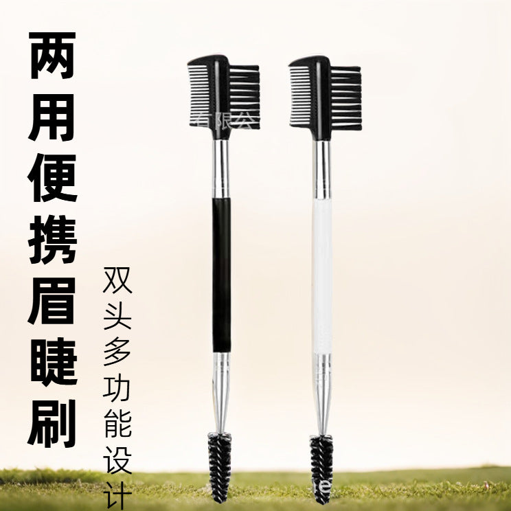 Dual-Ended Eyebrow Brush and Lash Comb Set for Shaping and Grooming