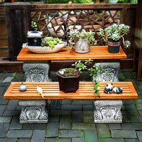 Chinese Style Artificial Stone Pedestal Garden Decor Wooden Flower Stand