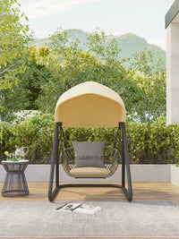 Outdoor Patio Swing Chair, Single Double Triple Seater Rocking Chair for Garden Balcony, Waterproof Sunscreen