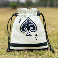 Golf Poker Spade Drawstring Pouch, Thickened PU Waterproof Accessory Storage Bag