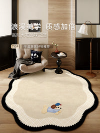 French Style Round Living Room Rug Vintage Study Computer Chair Mat Waterproof Floor Mat