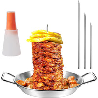 Stainless Steel Vertical Roaster with Detachable Brushes, Mat, Gloves, Oil Bottle, and Hooks
