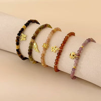 Colorful Stone Mini Bracelet with Butterfly Charm, Multi-layer Beaded Summer Bracelet