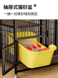 Foldable Indoor Cat Cage Villa with Spacious Multi-Level Design, No-Assembly Style, Includes Litter Box Set