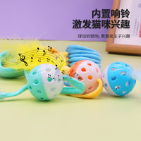 Interactive Suction Cup Spring Cat Toy with Rabbit Fur Ball for Play and Exercise