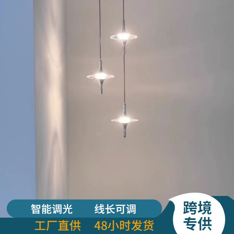 Modern Luxury Crystal Star Pendant Light for Bedroom Bedside Staircase Entryway