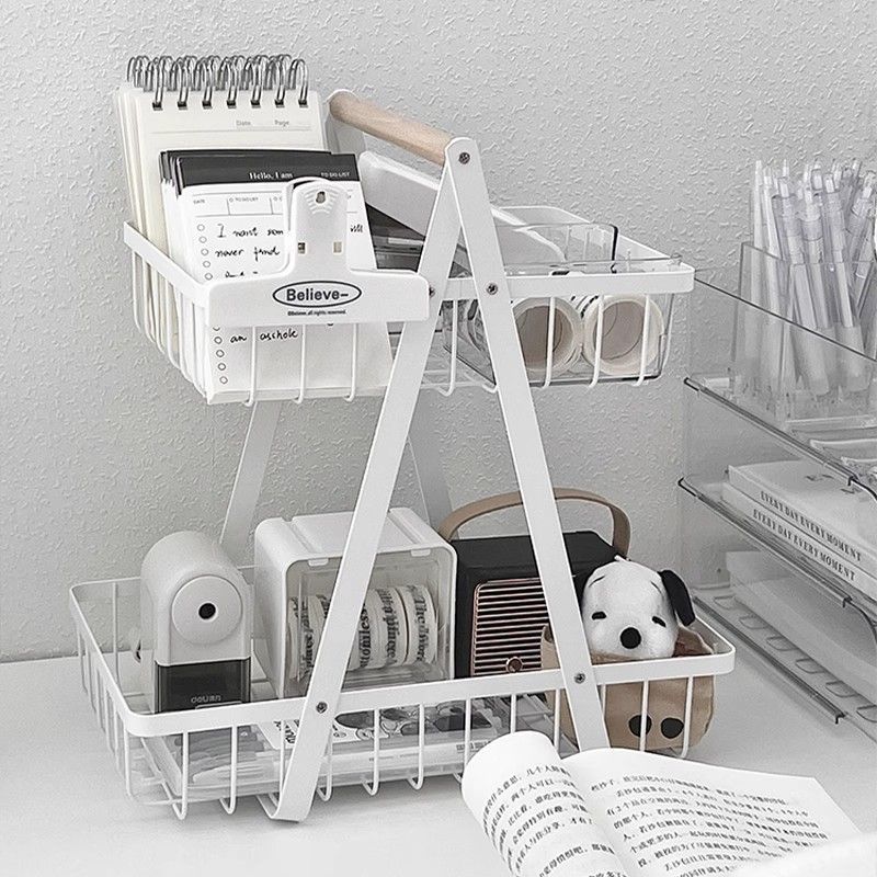 Minimalist Iron Art Desk Organizer Basket for Stationery, Books, and Sundries