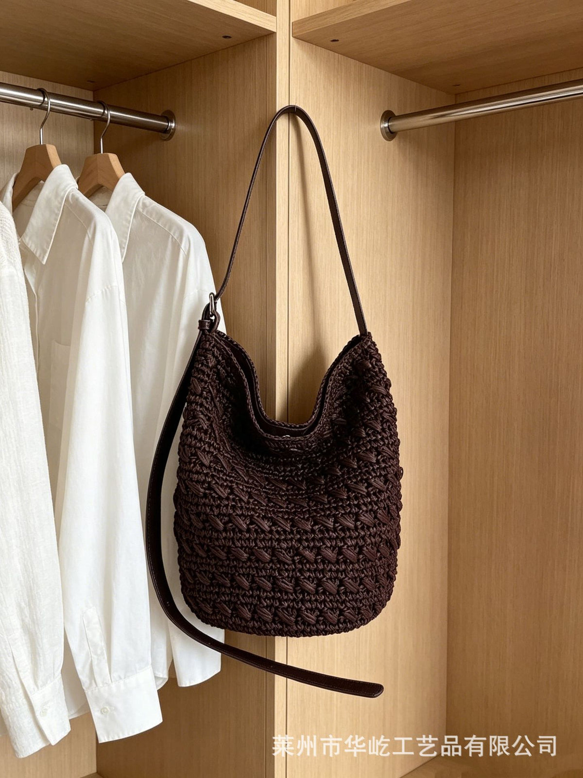 Large Capacity Woven Bucket Bag for Women - Summer Commuter & Beach Crossbody