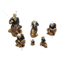 Ceramic Fishing Old Man Figurine for Aquarium and Landscape Decor