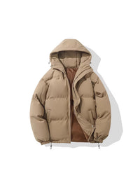 Men's Winter Hooded Puffer Jacket Loose Fit Cotton Padded Coat
