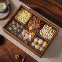 Luxury Wooden Divided Snack and Dried Fruit Serving Tray with Lid
