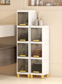 Slim Flip-Top Storage Cabinet for Bathroom Kitchen Narrow Spaces, Multi-layer Plastic Organizer Shelf