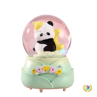 Cute Panda Crystal Ball Ornament with Luminous Feature, Mini Cartoon Pet Figurine for Students, Birthday Gift
