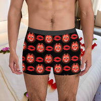 Men's Personalized Photo Print Boxer Briefs Funny Custom Underwear for Couples