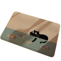 Cartoon Linen Diatomaceous Earth Bath Mat, Super Absorbent Quick Dry Non-Slip Floor Mat for Bathroom Entrance, Easy to Clean