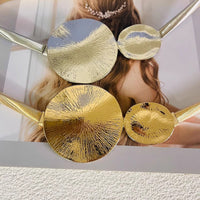 Women's Elastic Metal Chain Belt with Exaggerated Ring Buckle for Dresses and Skirts