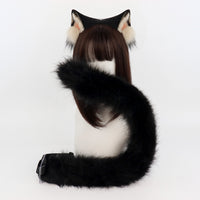 Siamese Black Cat Ears Headband and Tail Cosplay Set