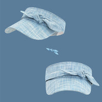 Korean Style Twist Knot Linen Empty Top Sun Visor for Women, Casual Outdoor UV Protection Hat