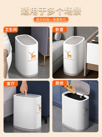 Press-Type Slim Trash Can with Lid for Bathroom Kitchen Bedroom, Double-Barrel Waste Bin