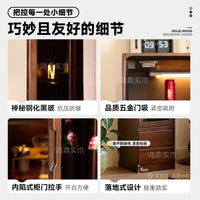 Solid Wood Wine Cabinet Display Shelf with Glass Door, Modern Luxury Home Bar Storage Organizer