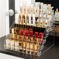 Clear Acrylic Nail Polish Display Stand Multi-layer Trapezoidal Cosmetic Organizer for Lipstick