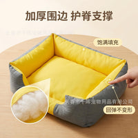 Semi-Enclosed Wear-Resistant Pet Bed for Cats and Small Dogs, All-Season Washable Pet Cushion