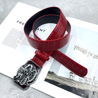 Motorcycle Punk Style Crocodile Pattern Belt with Dark Aesthetic