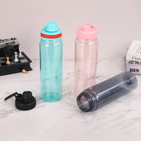 Large Capacity Flip-Top Outdoor Sports Water Bottle with Handle, Portable Single-Layer Plastic Space Kettle for Hiking