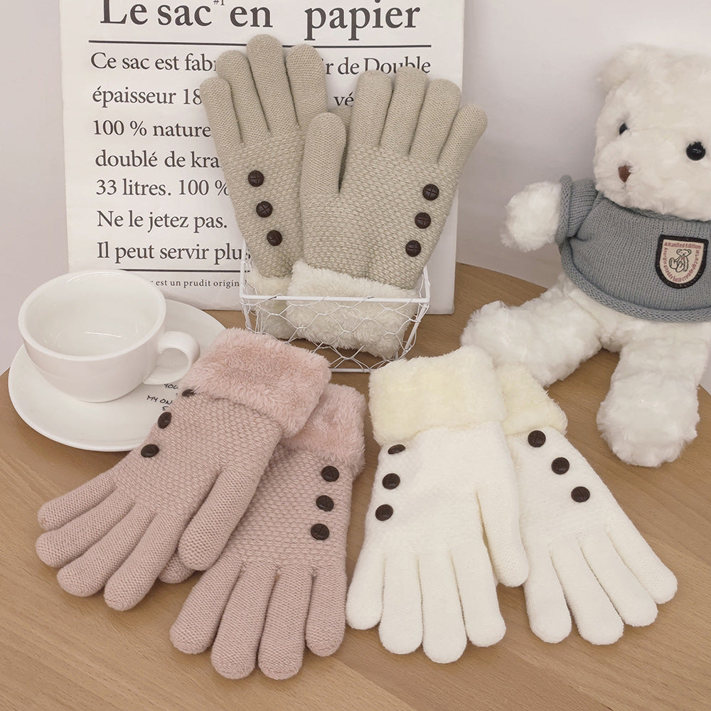 Winter Warm Double-Layer Cashmere Knit Gloves with Touchscreen Function
