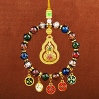 Tibetan Style Caishen Car Hanging Ornament with Abacus and Glazed Beads for Wealth and Prosperity