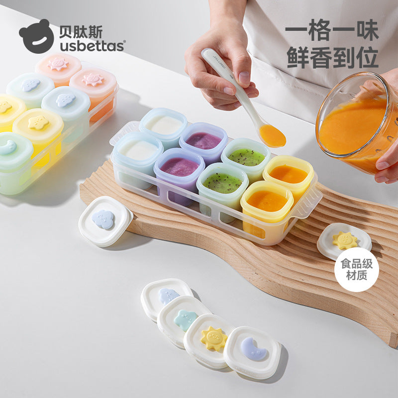 Beitaishi Baby Food Freezer Tray Silicone Individual Compartment Box for Puree Storage, Steaming Mold