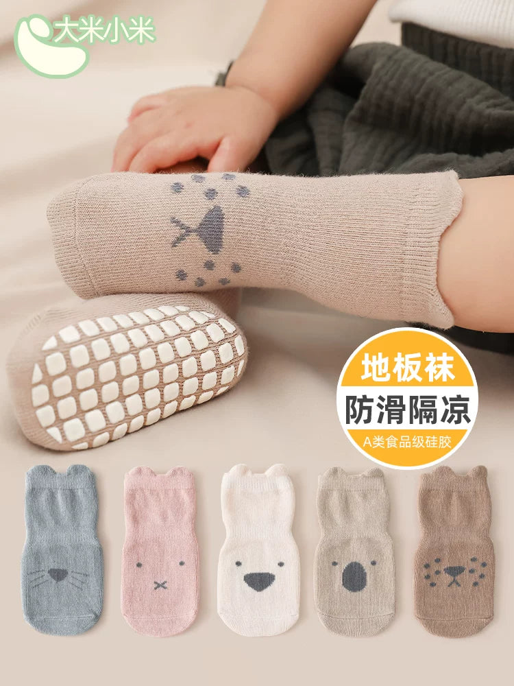 Baby Anti-Slip Floor Socks for Toddlers, Boys and Girls, Mid-Calf, Thin for Spring/Summer