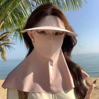 Women's UV Protection Sun Visor with Detachable Neck Flap and Wide Brim
