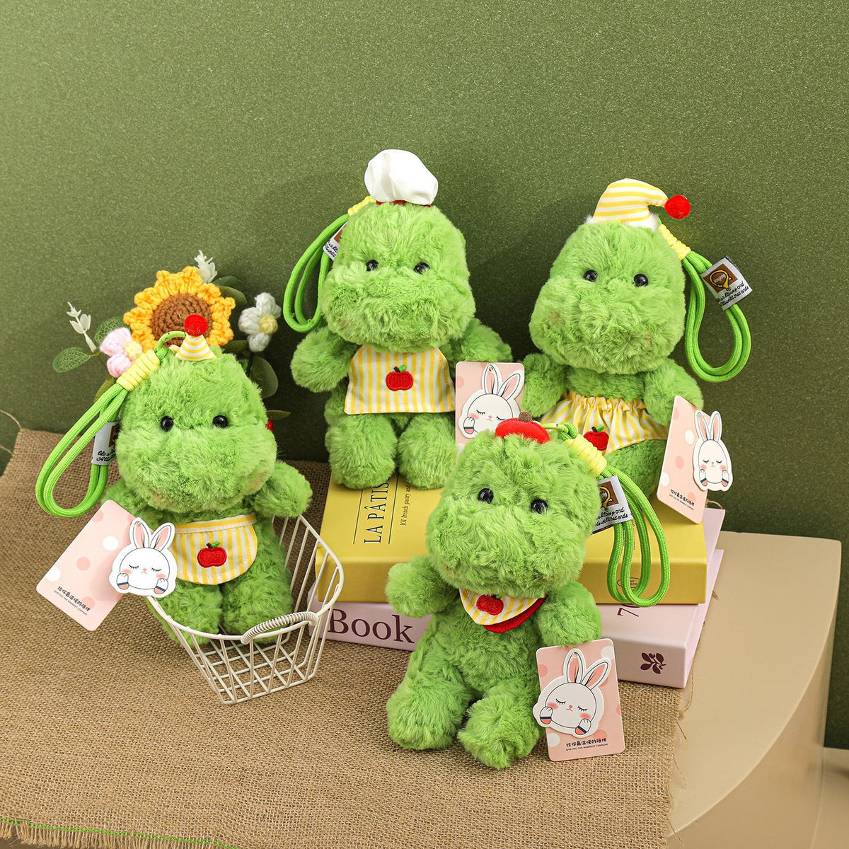 Dinosaur Plush Toy with Costume for Boys, Backpack Charm, Birthday Gift