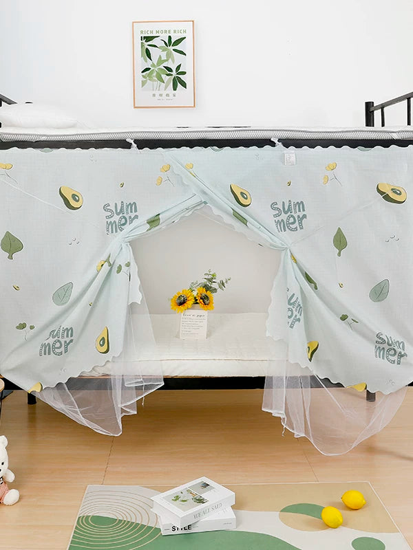 Student Dormitory Bed Curtain Mosquito Net Combo with Blackout Privacy for Bunk Beds
