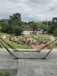 BANMAI Vietnamese Hammock with Black Steel Stand, Foldable Indoor/Outdoor Camping & Beach Bed