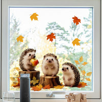 Thanksgiving Hedgehog Static Cling Window Decals for Autumn Decor