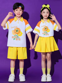 Kids' Rainbow Cheerleader Costume Set for School Performances and Sports Events