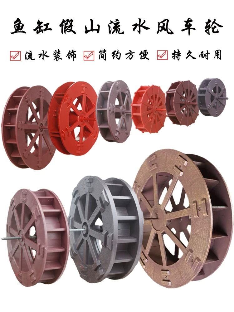 Water Wheel Fountain Ornament for Aquariums and Gardens, Plastic