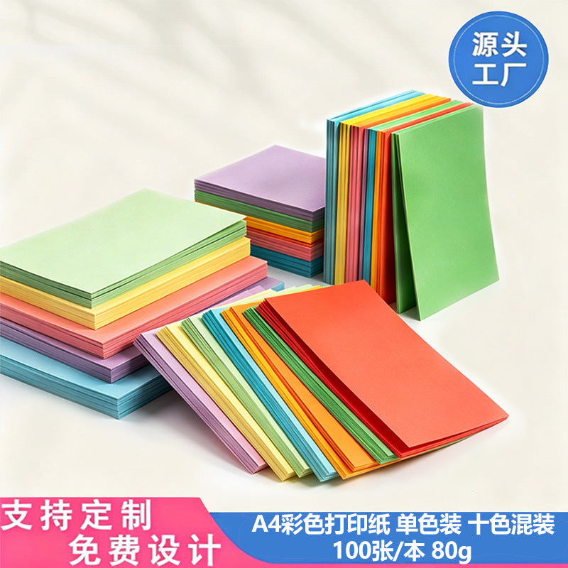 A4 Colored Origami & Craft Paper, 80gsm, 100 Sheets for DIY Projects & Printing