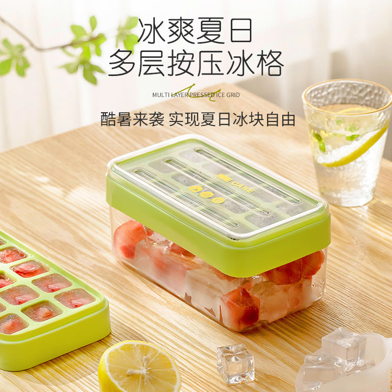 Stackable Silicone Ice Cube Tray with Lid and Storage Bin, Easy Release Ice Maker Mold for Home Bar