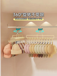 Hat Organizer Wall Mount with Clips for Baseball Caps, Berets, and Bucket Hats - Space-Saving Closet Storage