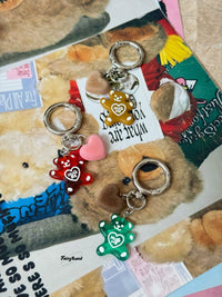 Acrylic Bear & Heart Charm Keychain for Phones & Bags
