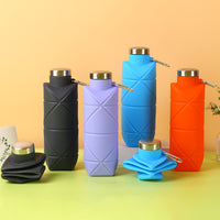 Outdoor Collapsible Silicone Water Bottle, Food-Grade Portable Diamond-Patterned Sports Bottle