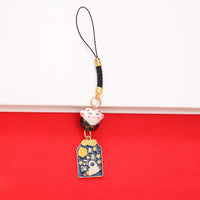 Japanese Style Ceramic Lucky Cat Keychain Charm for Bags and Phones