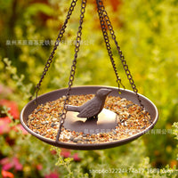 Hand-Painted Hanging Bird Feeder Outdoor Iron Art Bird Bath