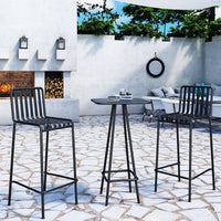 Outdoor Balcony Bistro Set, Wrought Iron Cafe Table and Chairs for Patio Garden
