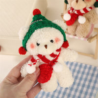 Christmas Scarf Bear Plush Keychain for Bags and Keys, Cute Stuffed Animal Doll Gift for Girls
