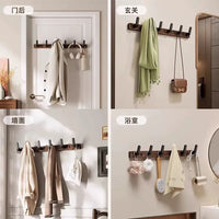 No-Drill Black Walnut Wood Over-Door Hook Rack for Coats, Hats, and Keys